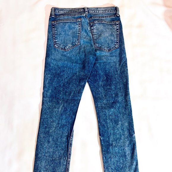 rag & bone Denim - Acid Blue "10 Inch Dre" Low-Rise Slim Boyfriend Jeans - Picture 4 of 5